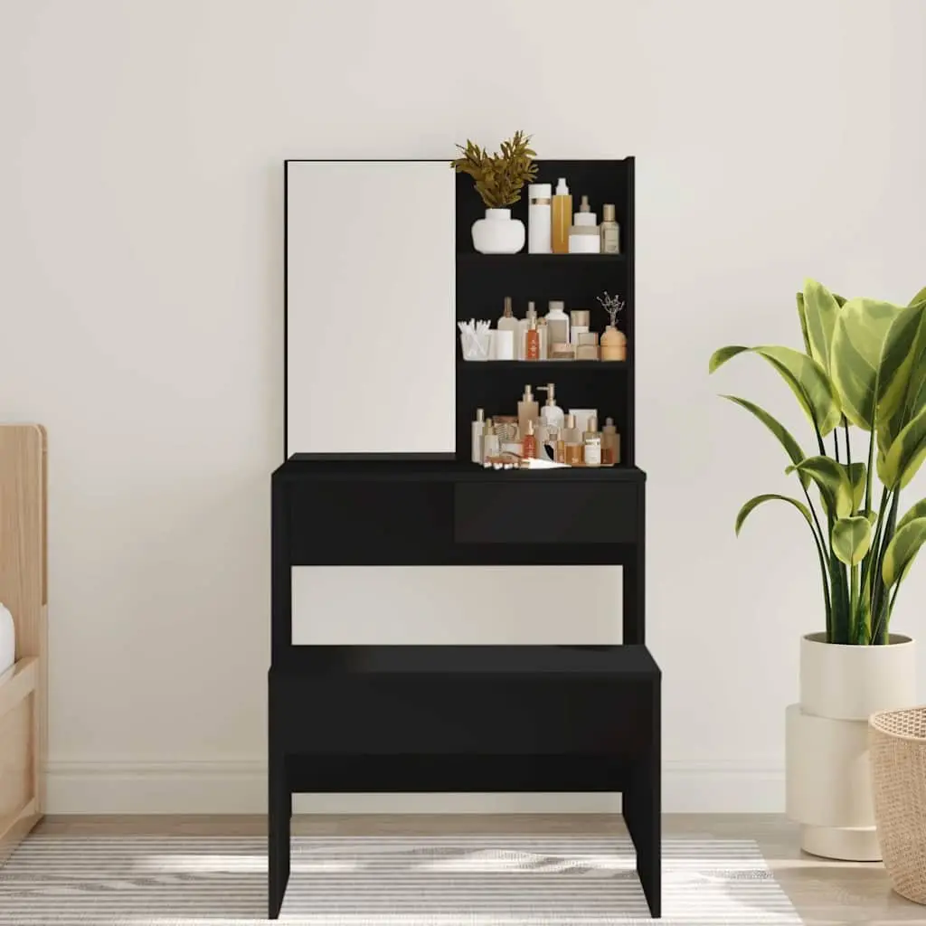 Black Vanity Dressing Table with Mirror