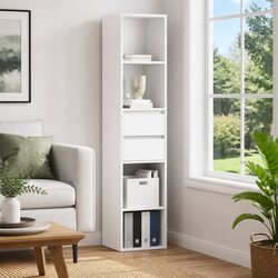 Stylish White Wall-Mounted Book Cabinet for Modern Spaces