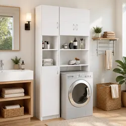 Durable White Bathroom Storage Cabinet with 4 Shelves