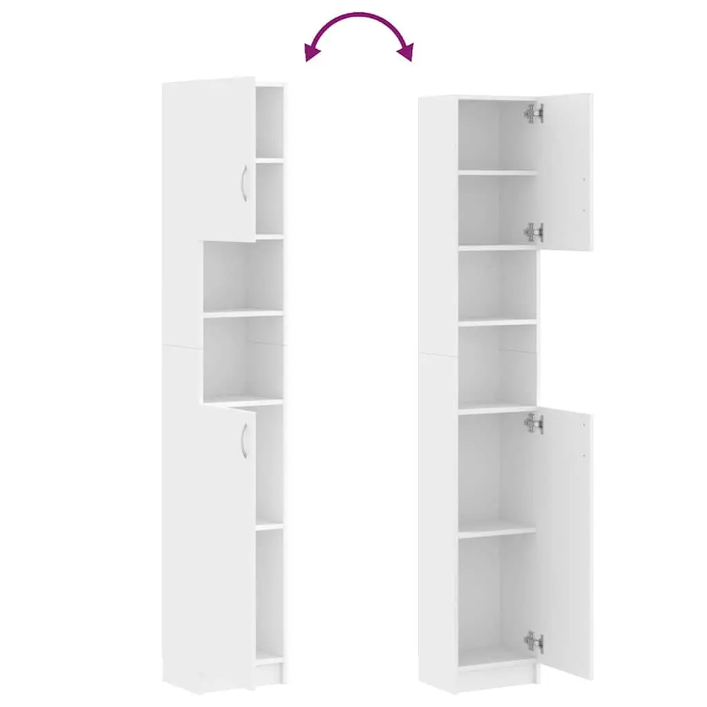 White Bathroom Storage Cabinet with 4 Shelves