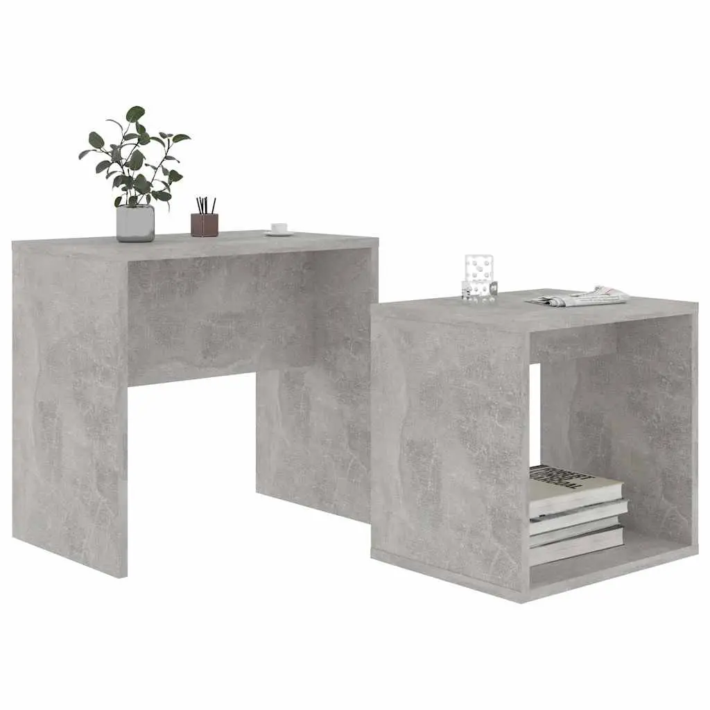 Coffee Table Set 2-Piece Nesting Grey Contemporary Living Room Accent Tables