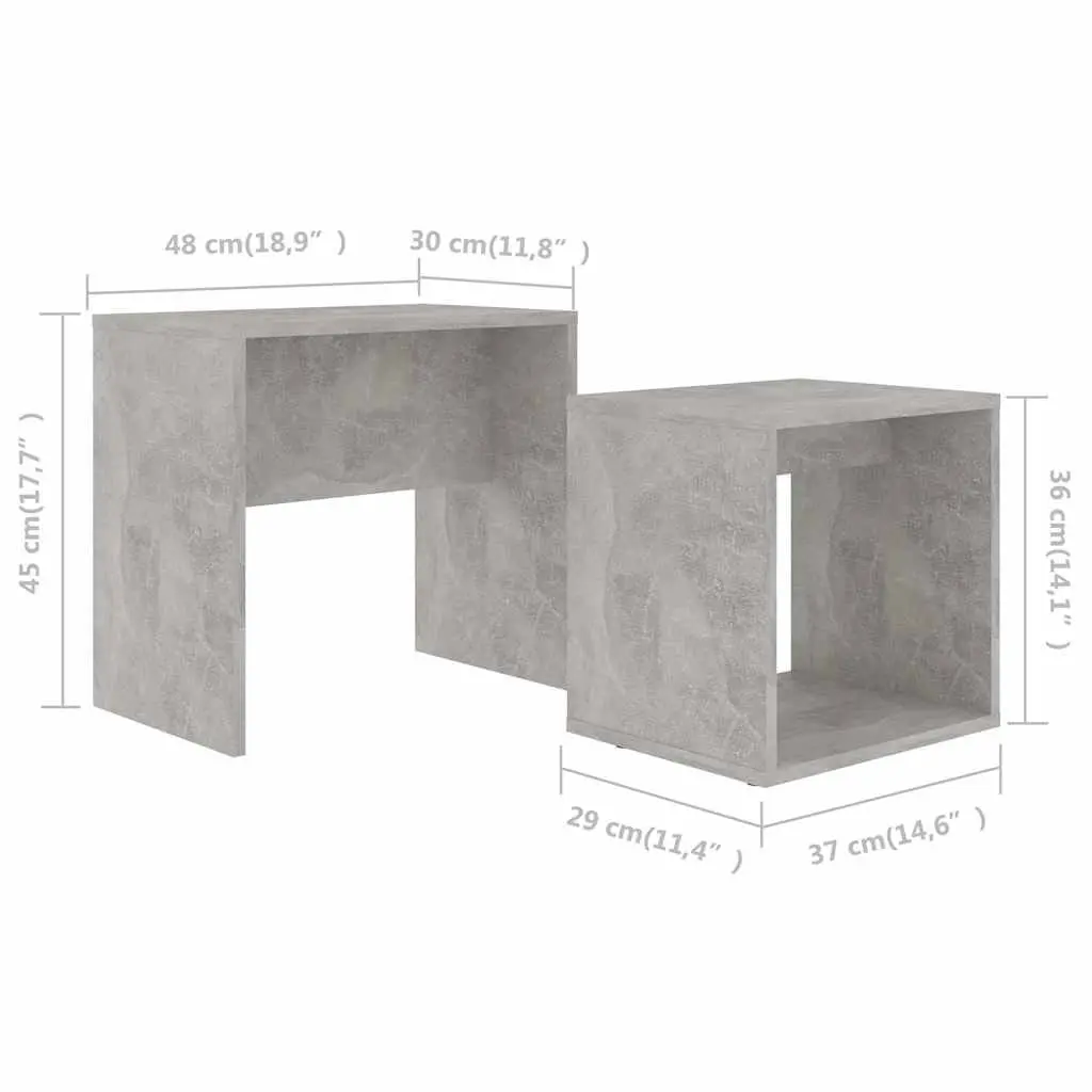 Coffee Table Set 2-Piece Nesting Grey Contemporary Living Room Accent Tables