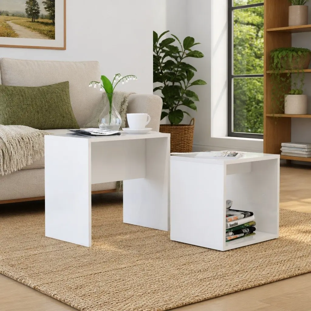 White 2-Piece Nesting Coffee Table Set
