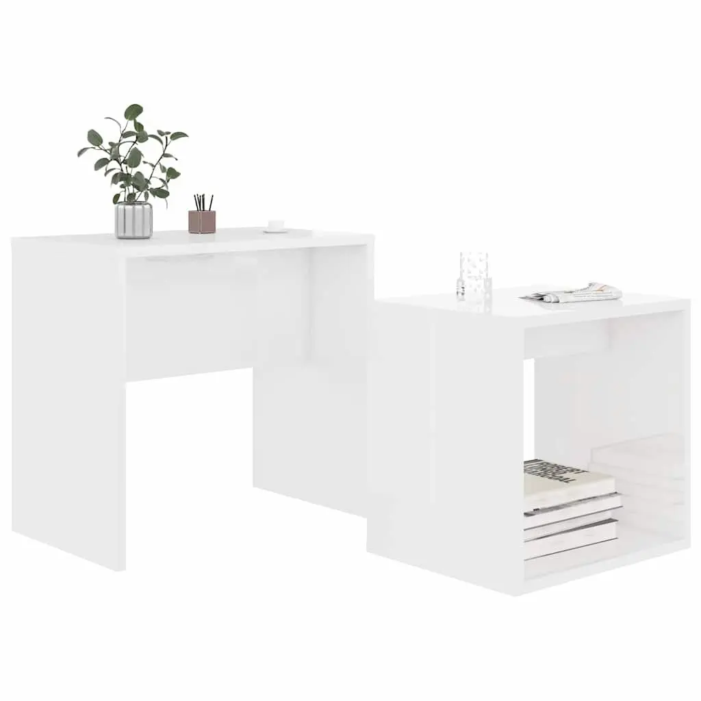 White 2-Piece Nesting Coffee Table Set