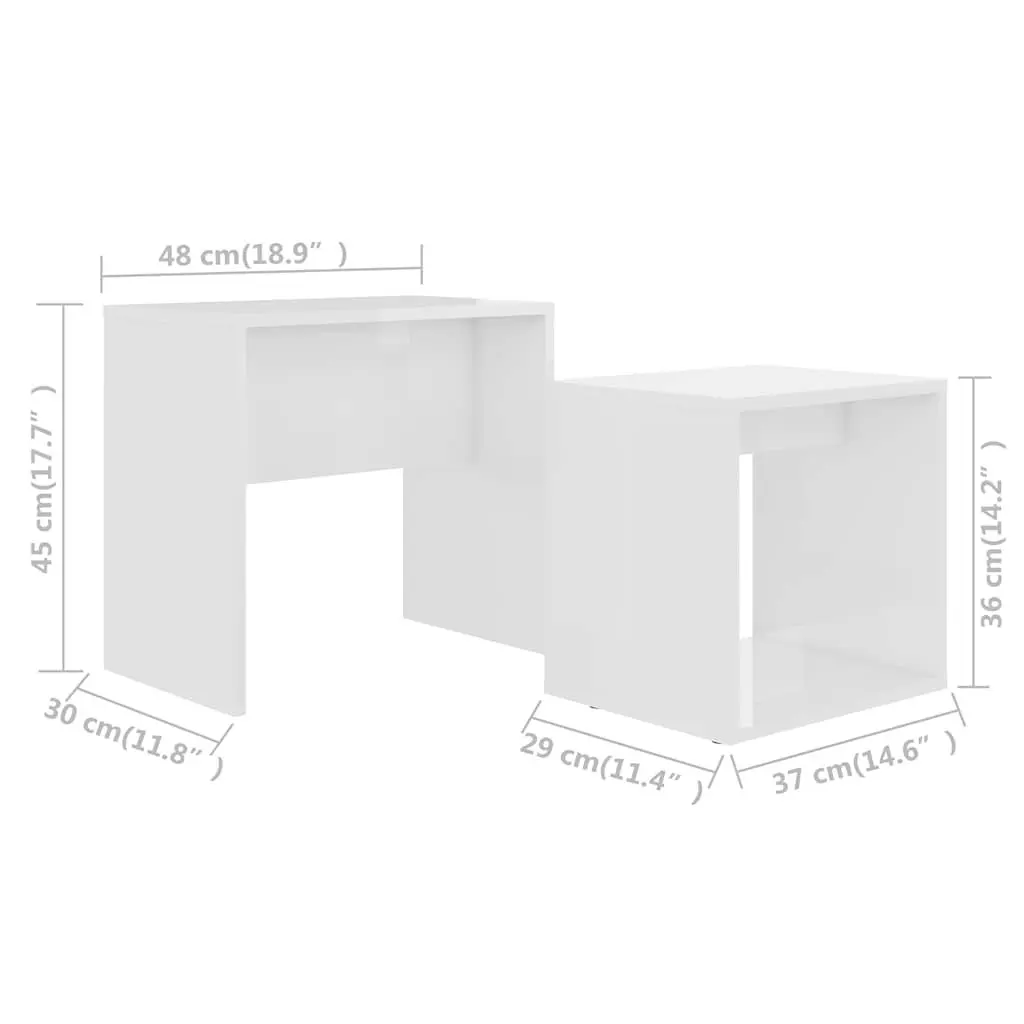 White 2-Piece Nesting Coffee Table Set