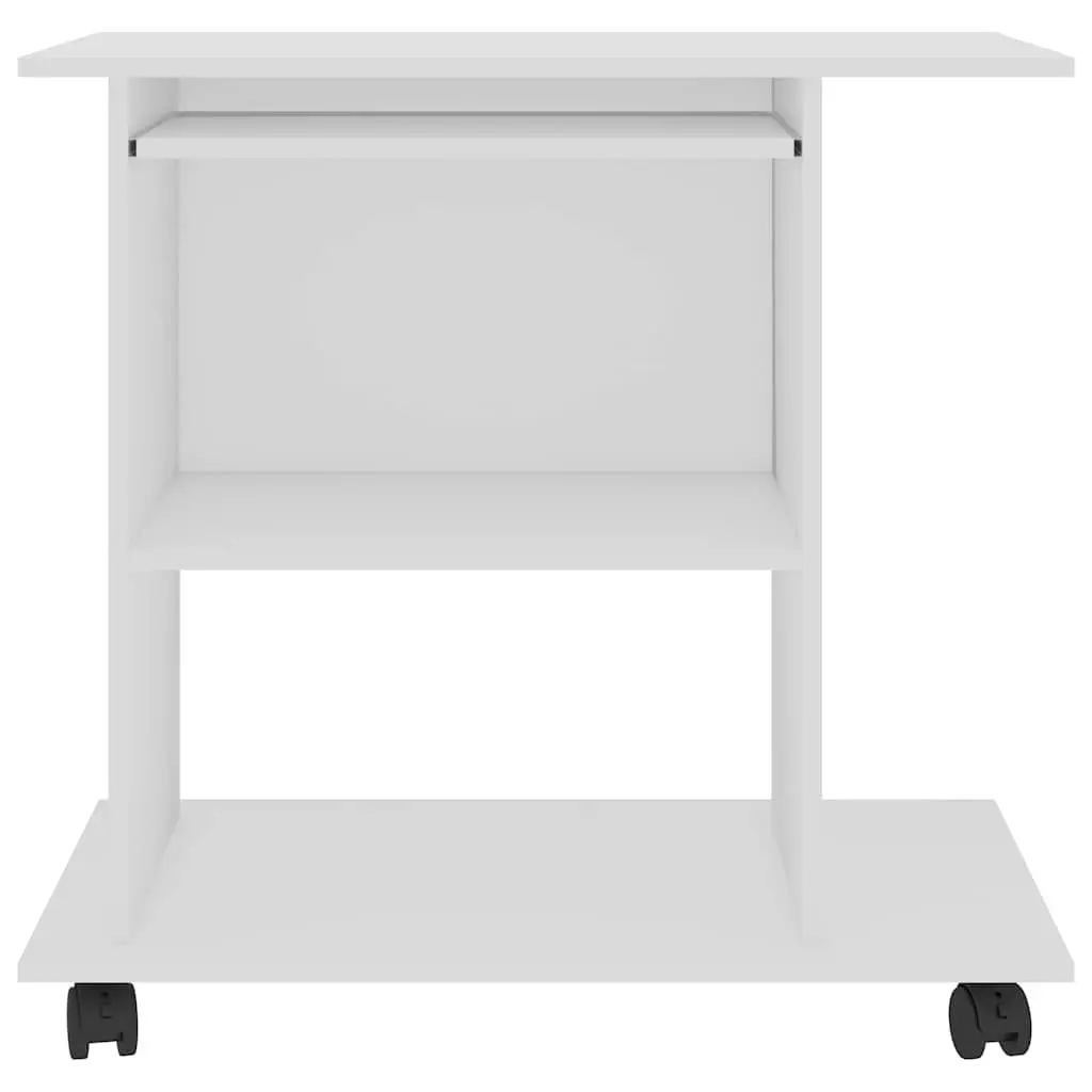 White Computer Desk 80x50x75cm with Castors
