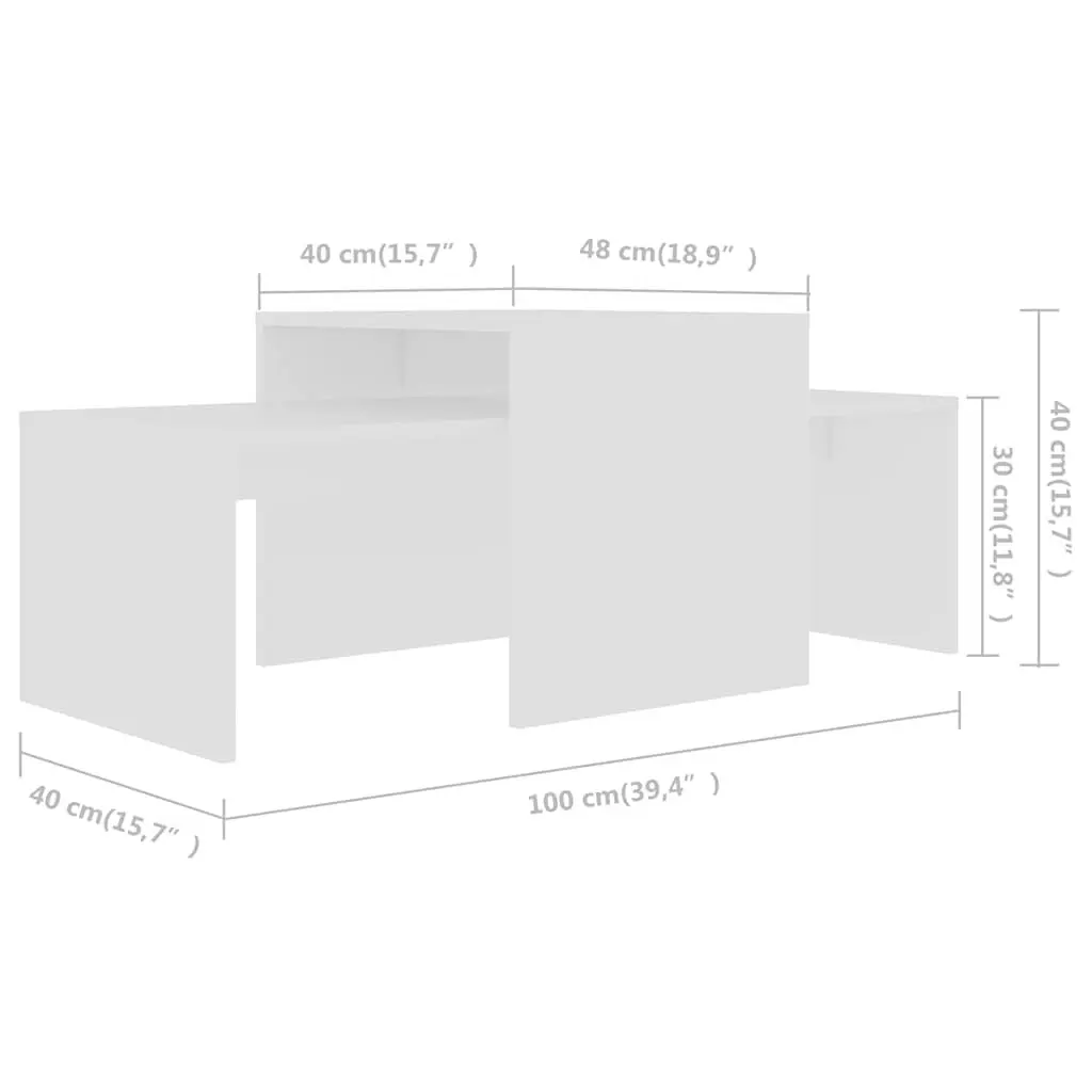 White Nesting Coffee Table Set in Engineered Wood