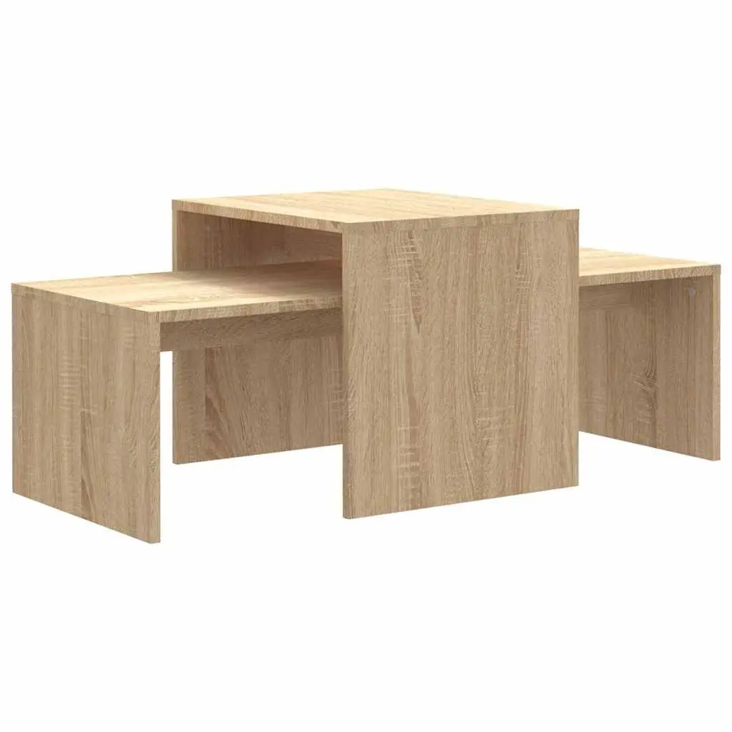 Coffee Table Set Nesting Design Engineered Wood Brown Accent Side Tables