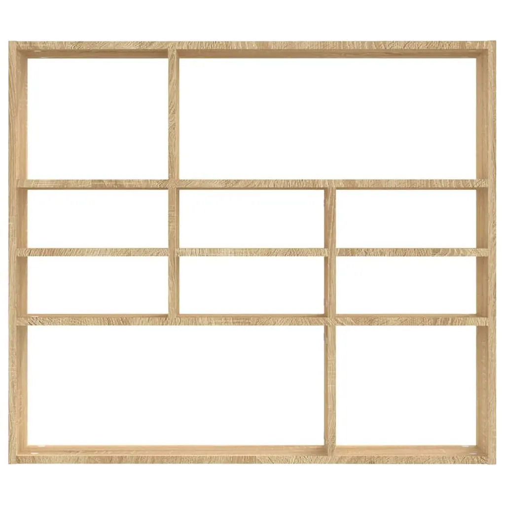 Brown Wall Shelf Display Unit with 10 Compartments
