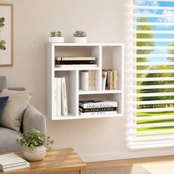Stylish White Floating Wall Shelf with Engineered Wood