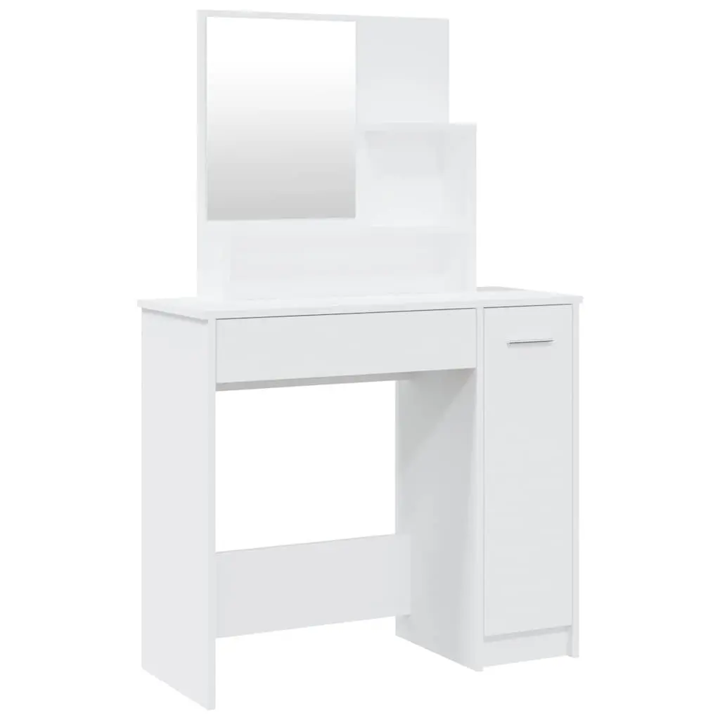 White Dressing Table with Mirror for Storage