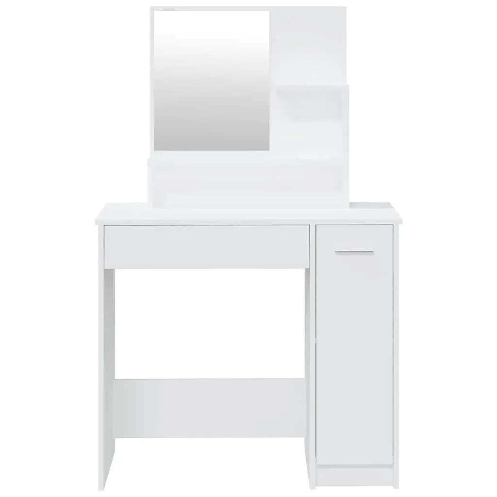 White Dressing Table with Mirror for Storage