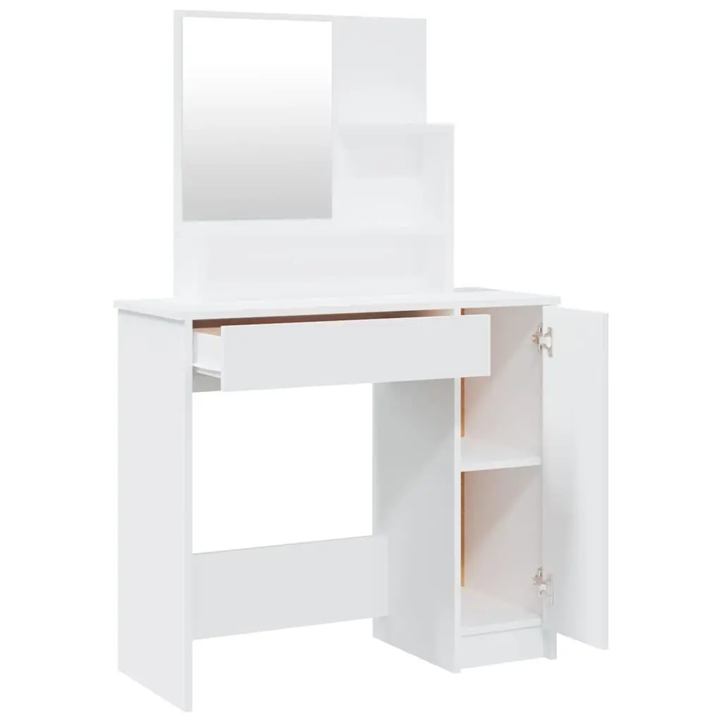 White Dressing Table with Mirror for Storage