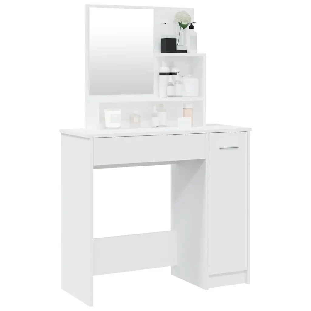 White Dressing Table with Mirror for Storage