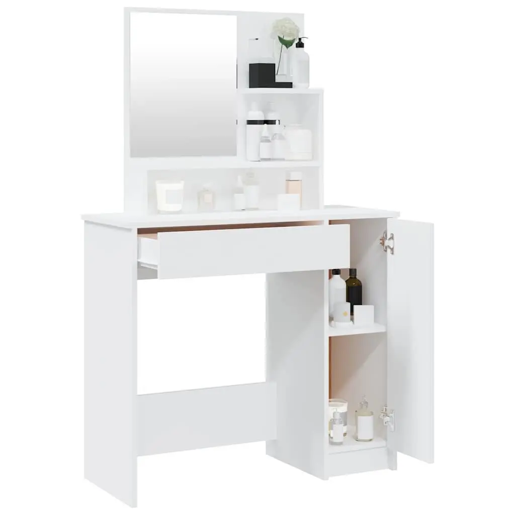 White Dressing Table with Mirror for Storage