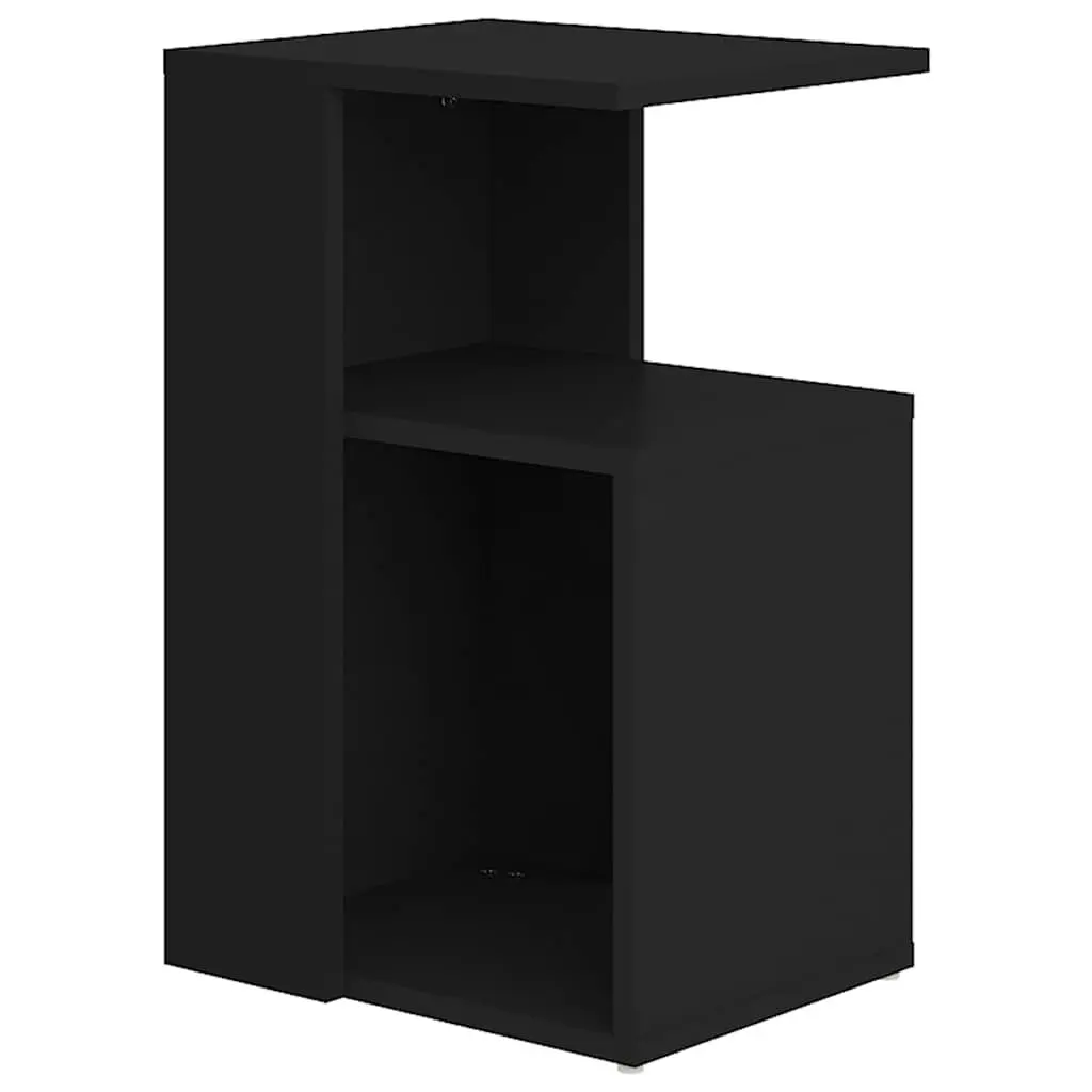 Black Modern Side Table with Storage