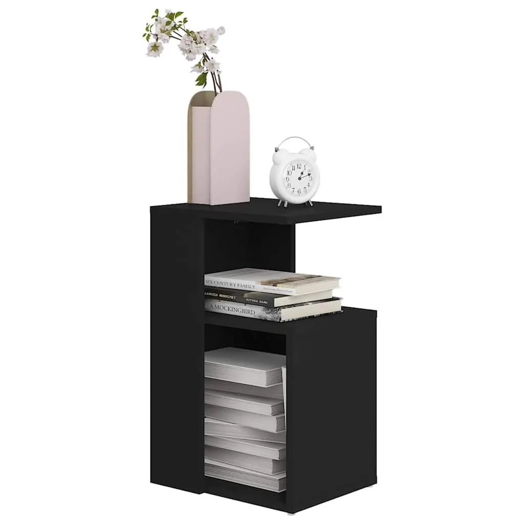 Black Modern Side Table with Storage