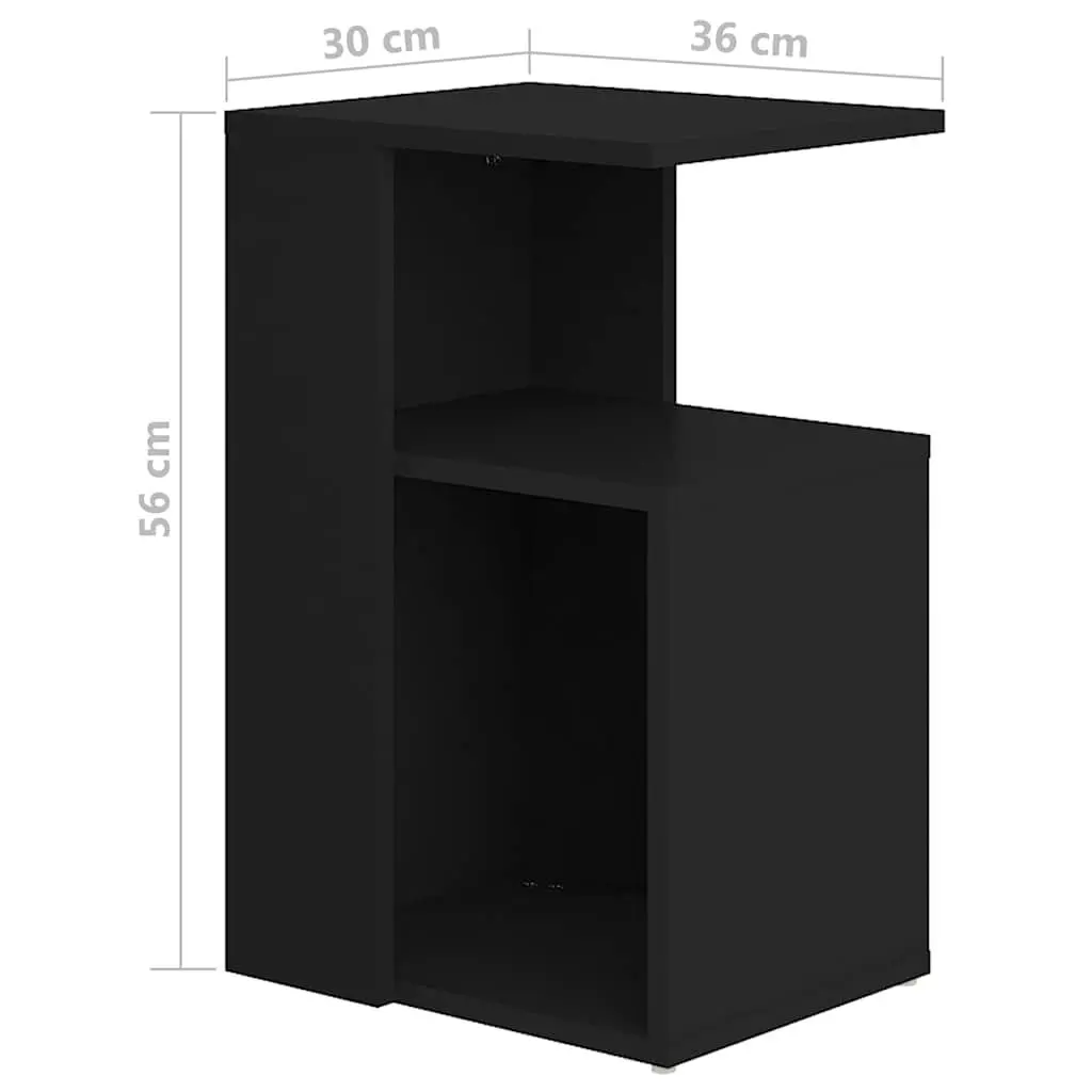 Black Modern Side Table with Storage
