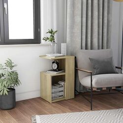 Sturdy Side Table with Storage in Sonoma Oak