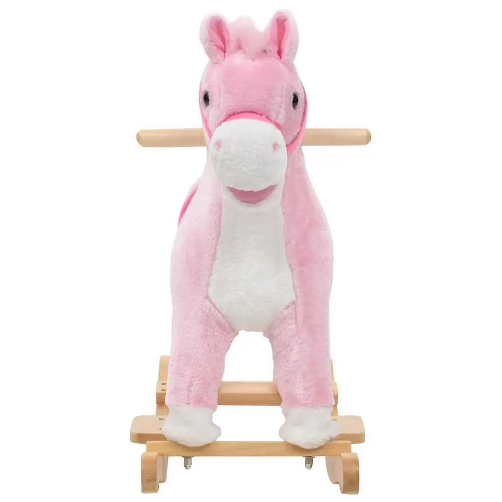 Plush Pink Rocking Horse for Kids' Playtime