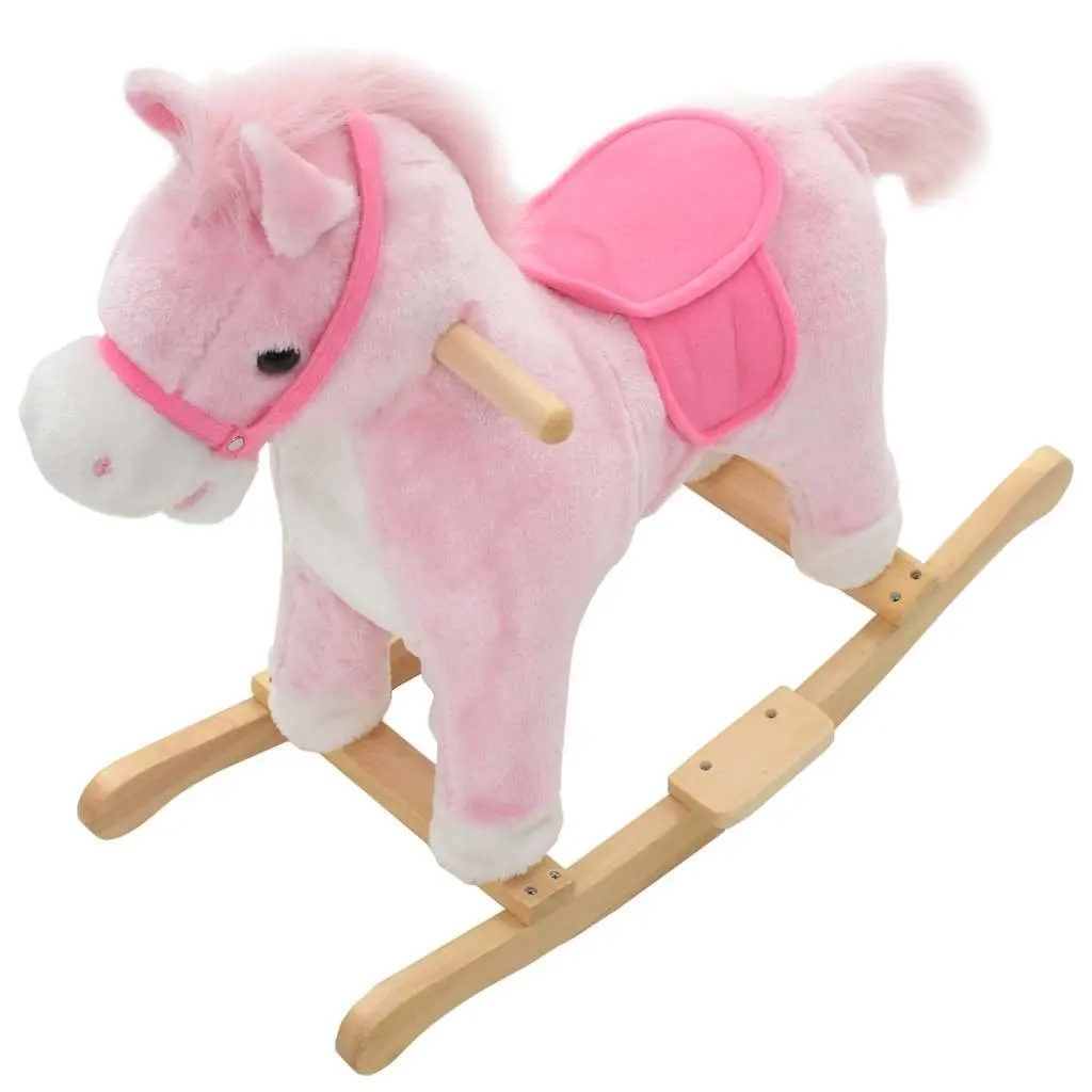 Plush Pink Rocking Horse for Kids' Playtime