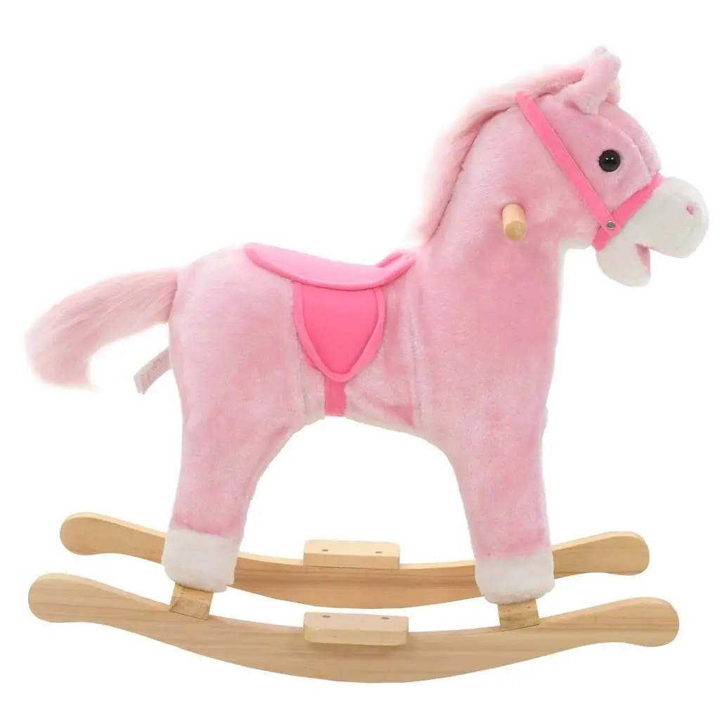 Plush Pink Rocking Horse for Kids' Playtime