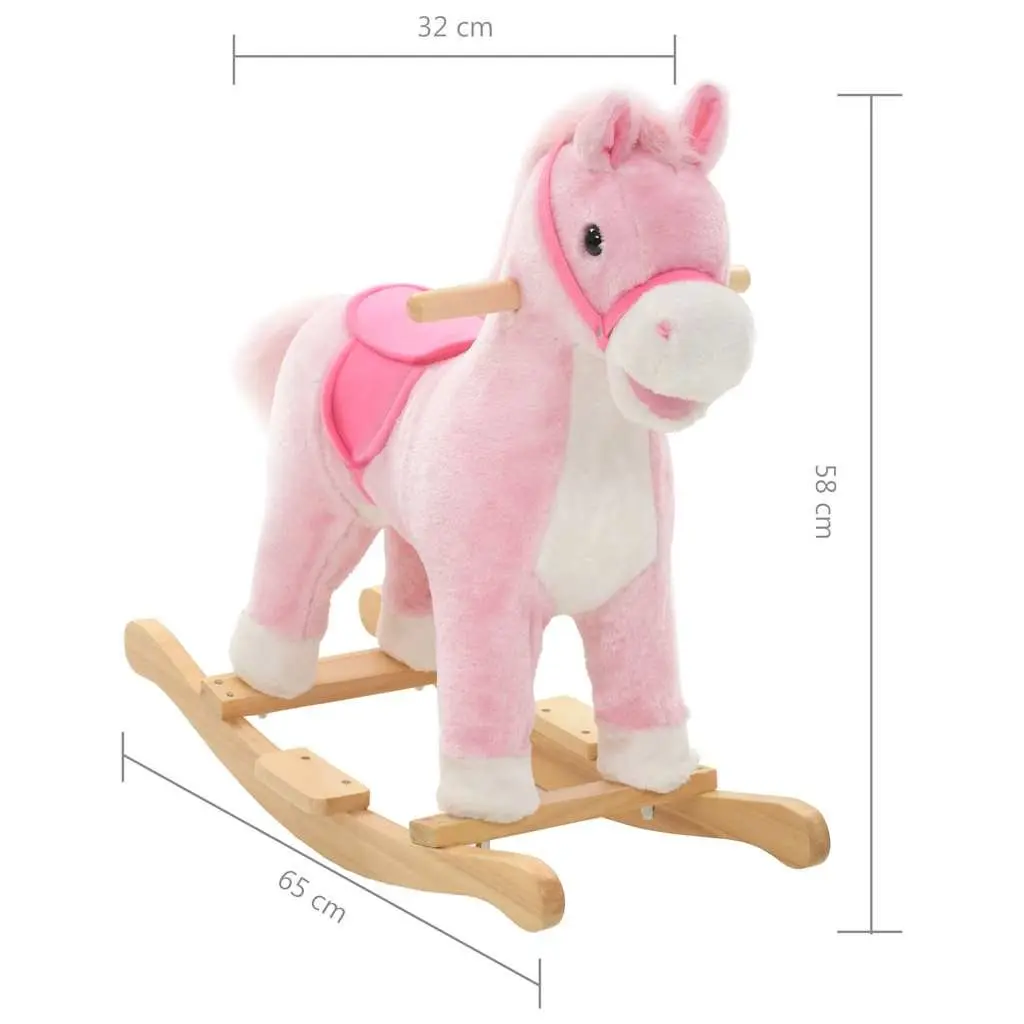 Plush Pink Rocking Horse for Kids' Playtime