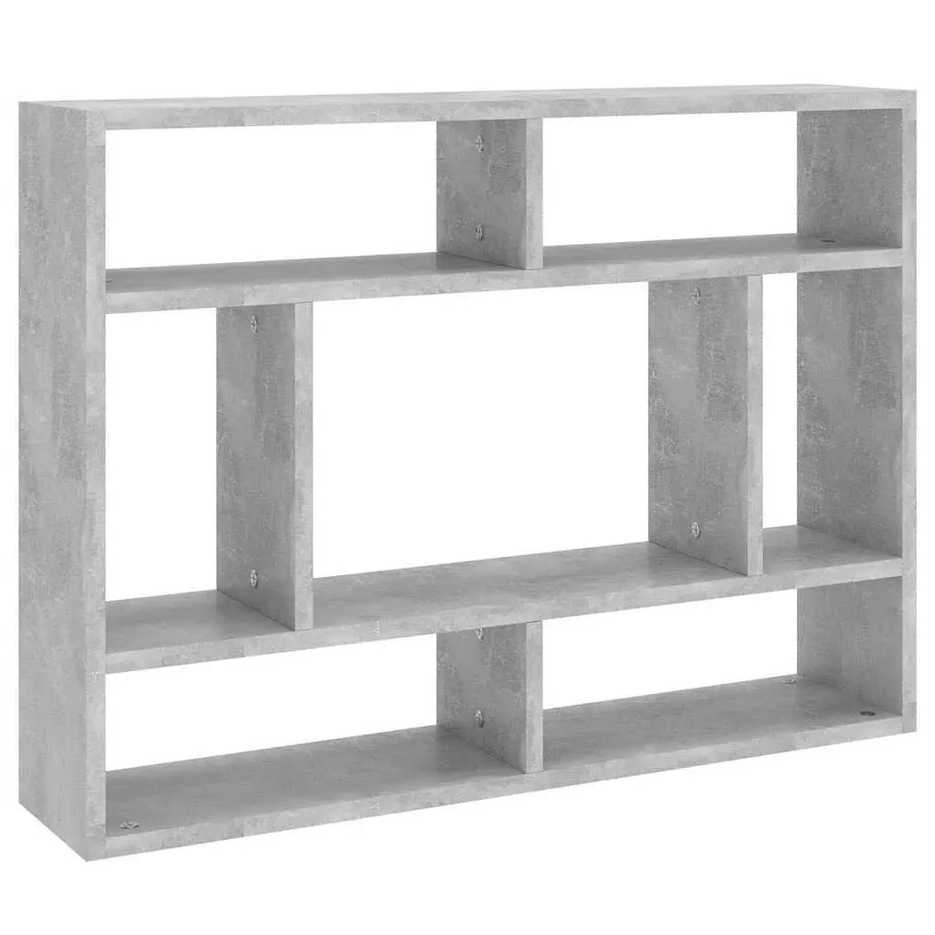 Wall Shelf Engineered Wood 75 x 16 x 55 cm Grey Storage Display Unit Open Compartments Home Shelving Organizer