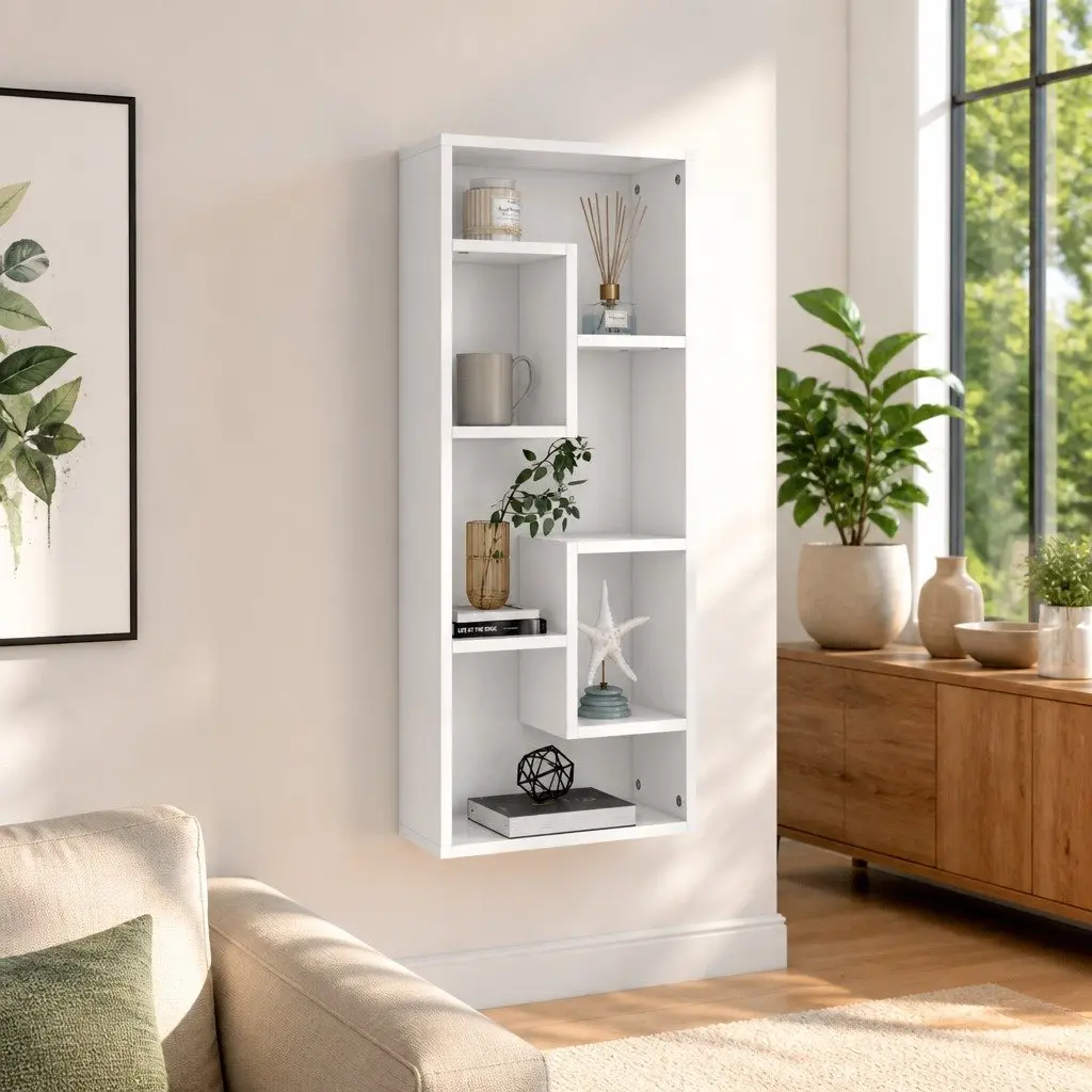 White Floating Wall Shelf for Display Storage