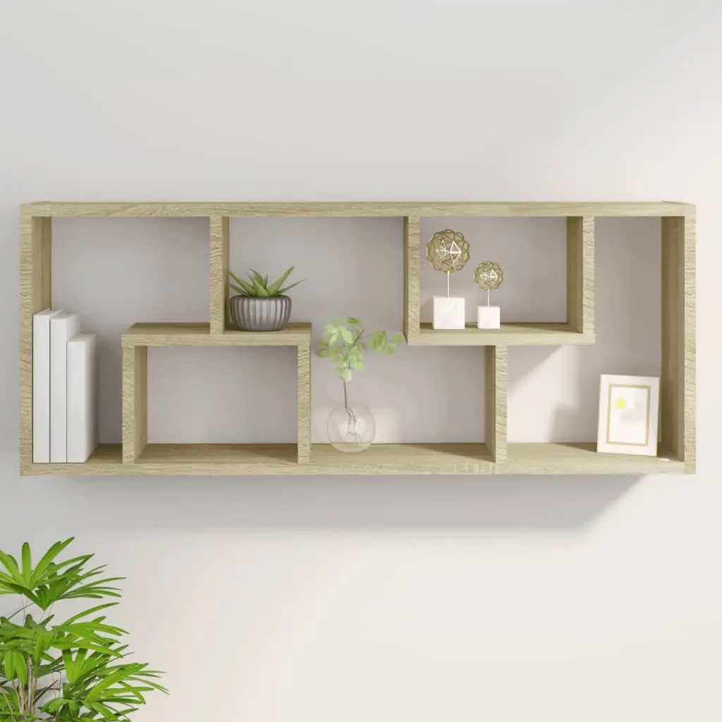 Engineered Wood Wall Shelf with Open Compartments