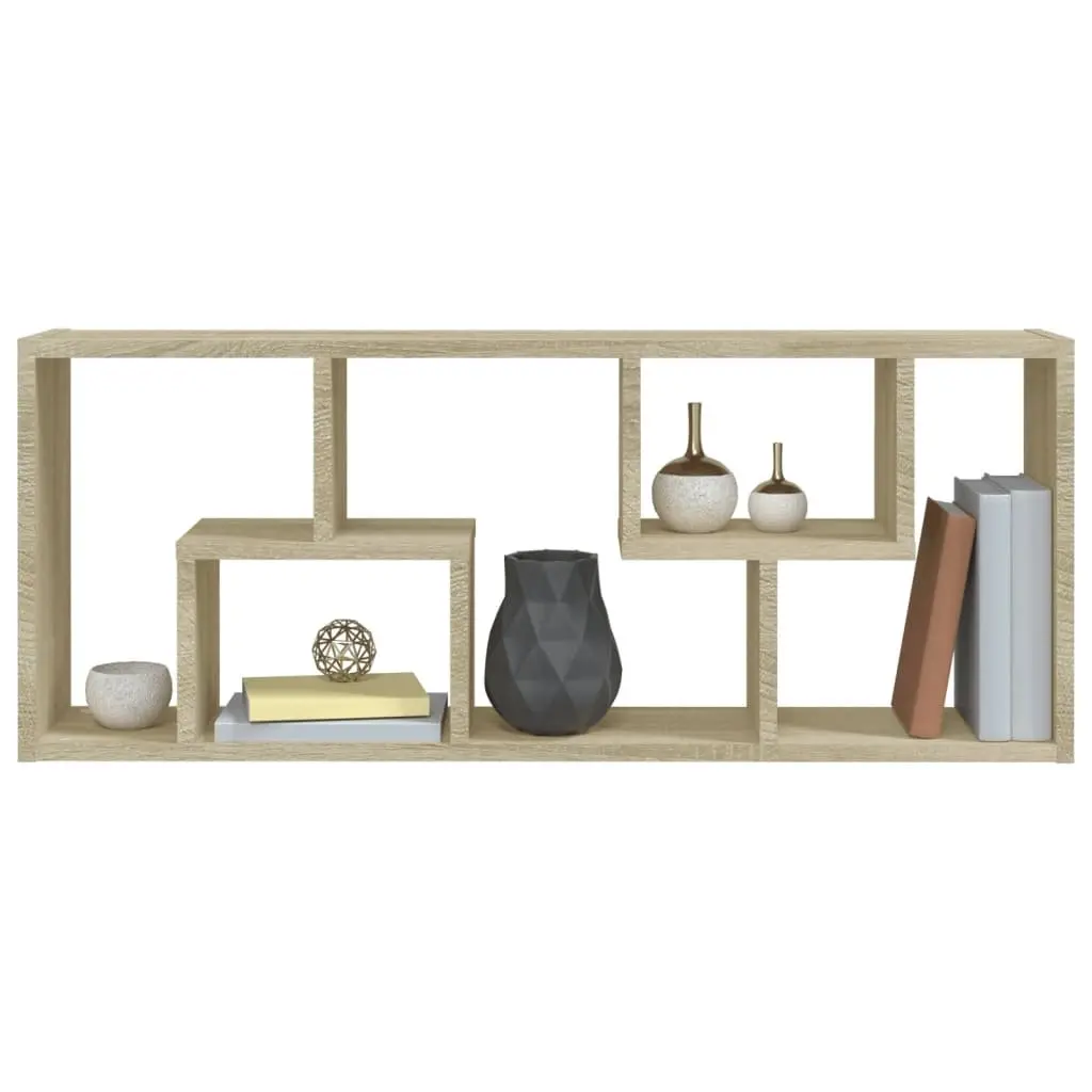 Engineered Wood Wall Shelf with Open Compartments
