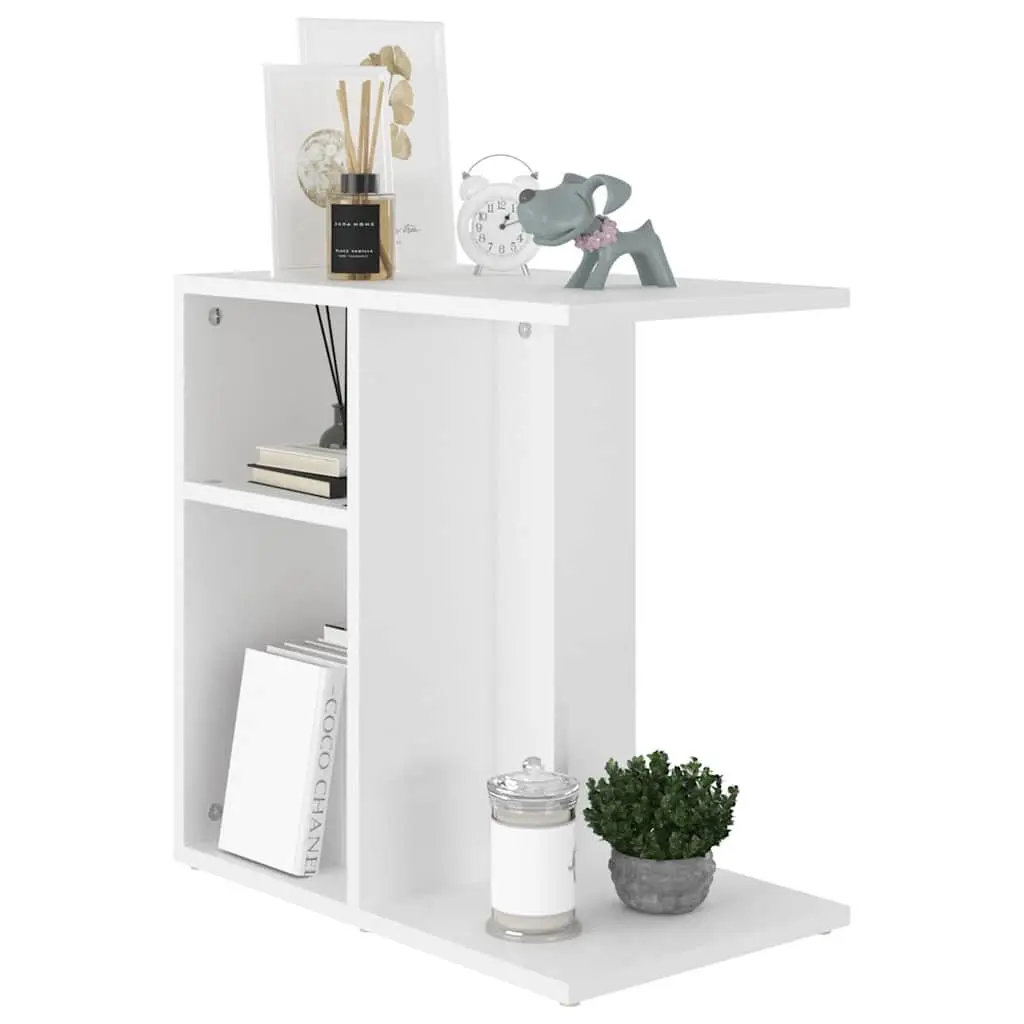 White Side Table for Living Room and Storage