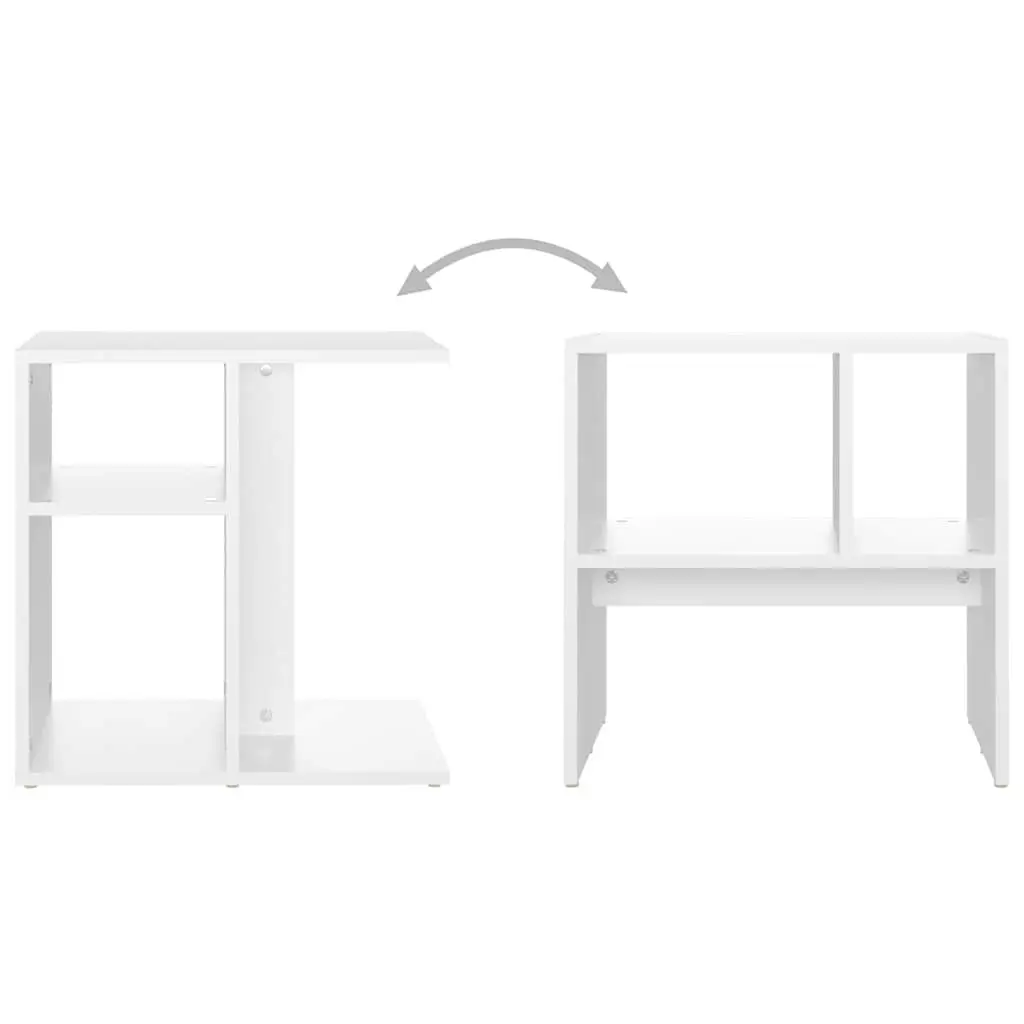White Side Table for Living Room and Storage