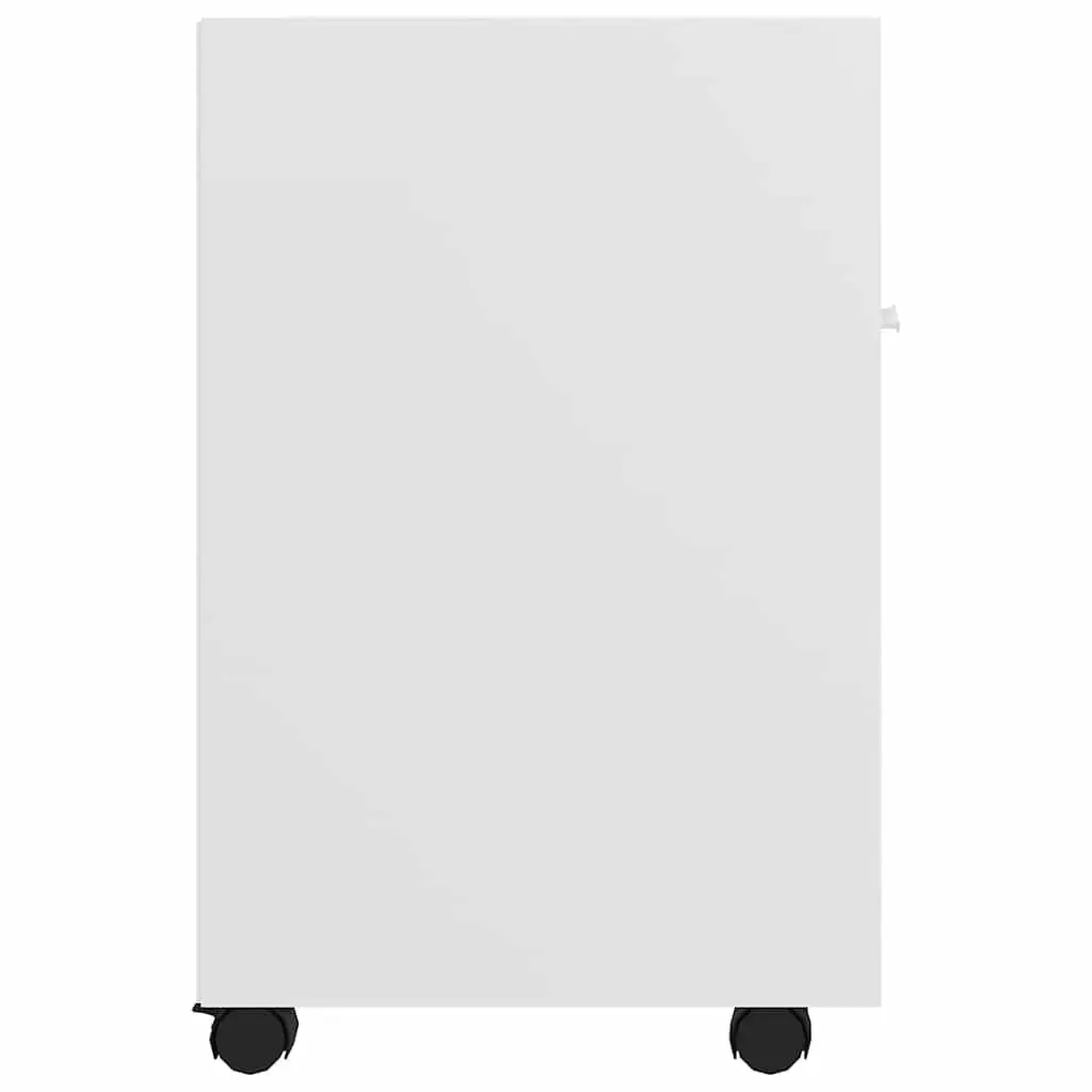 White Storage Cabinet on Wheels with Spacious Compartment