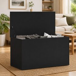 Storage Chest Black 84x42x46 cm Engineered Wood Box Organiser Bench