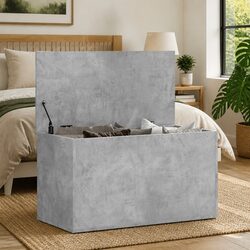 Grey Engineered Wood Storage Chest for Versatile Use