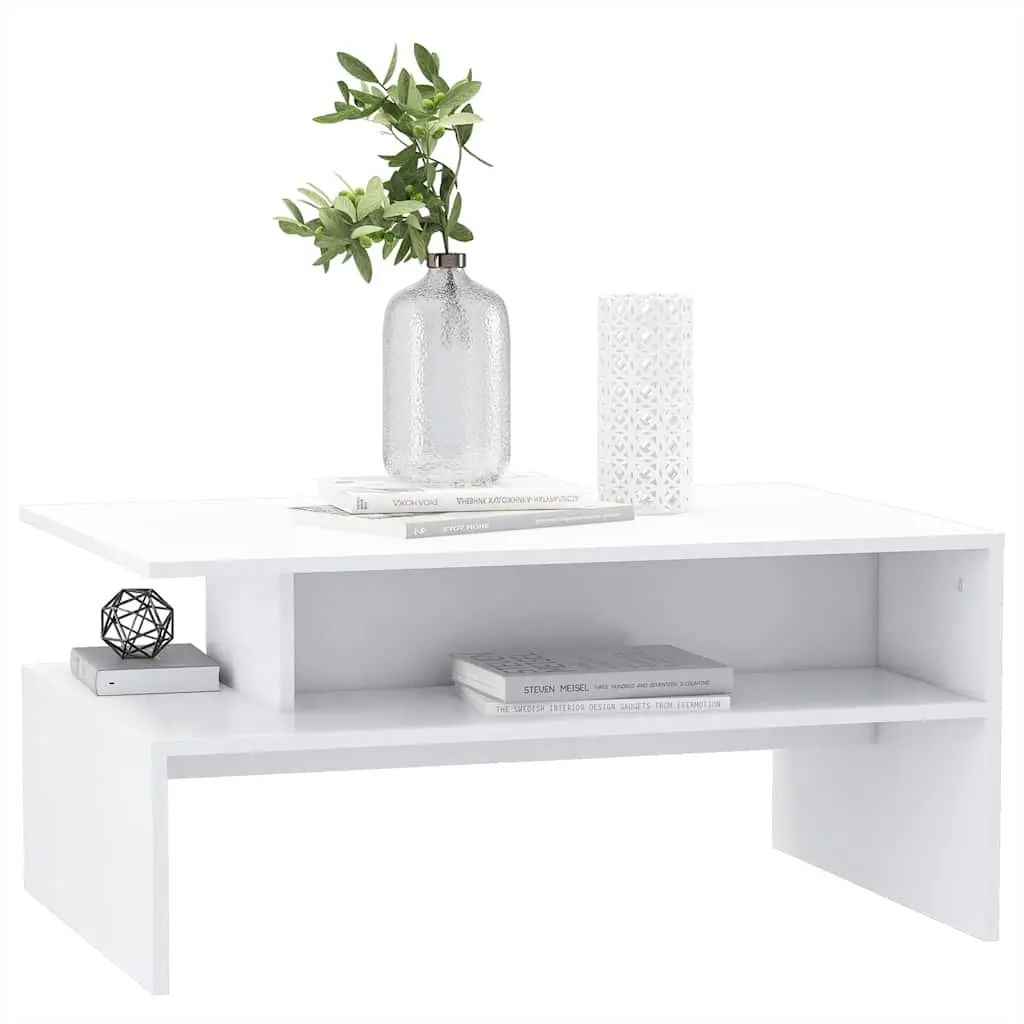 White Coffee Table with Storage Shelf