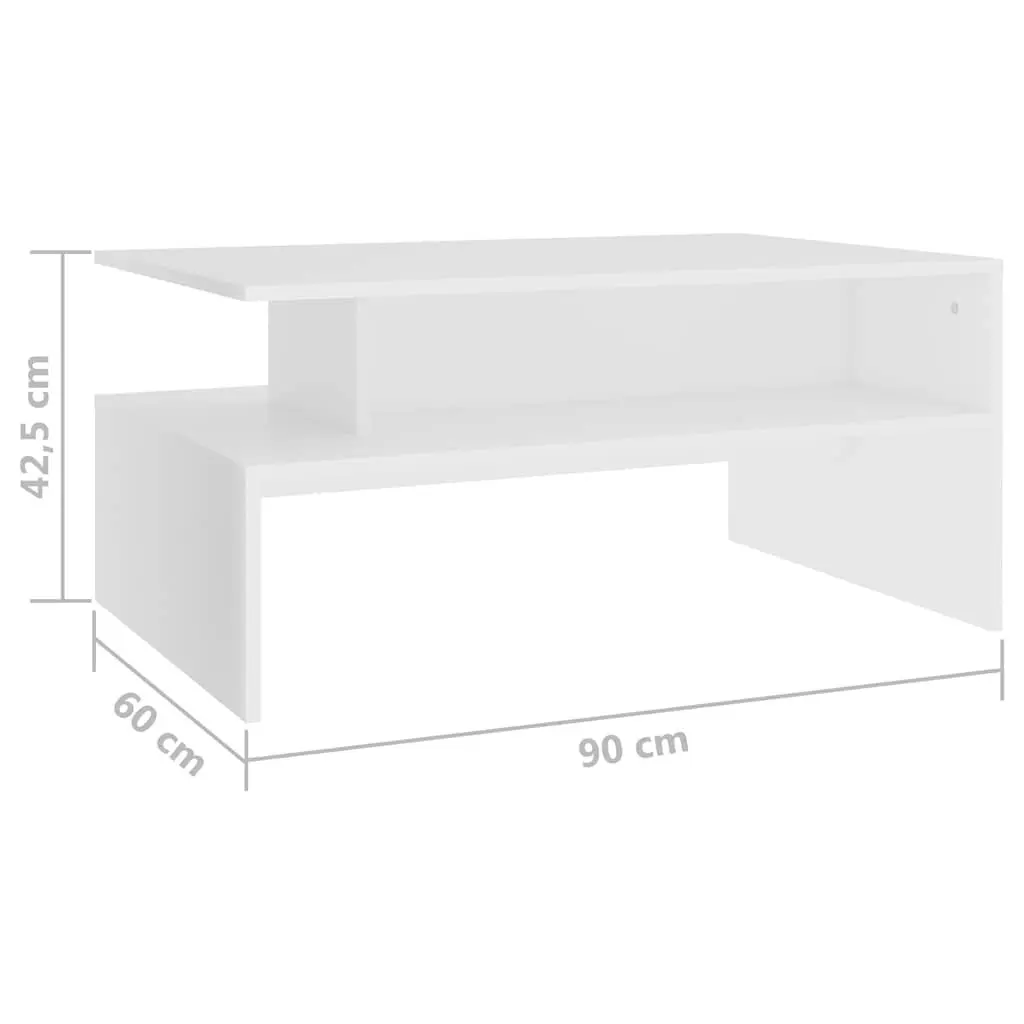 White Coffee Table with Storage Shelf