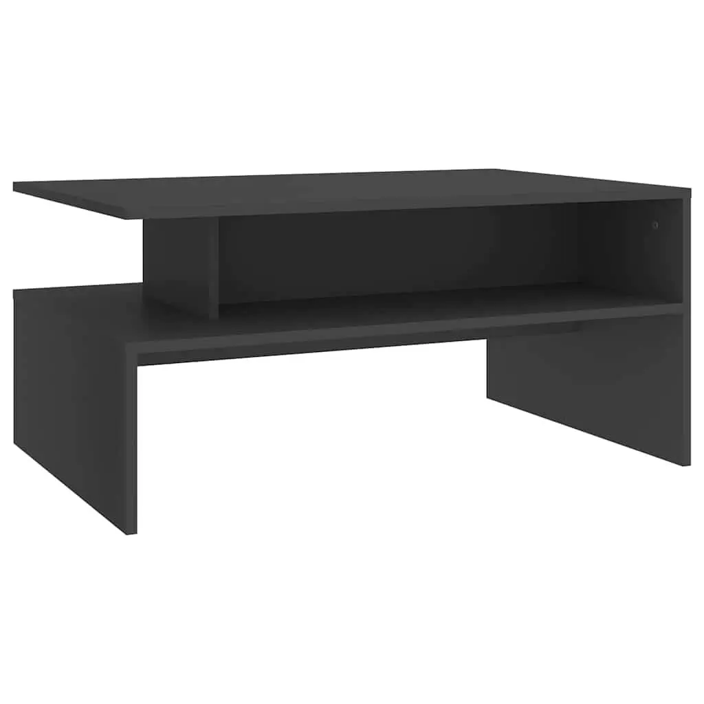 Grey Coffee Table with Spacious Storage Shelf