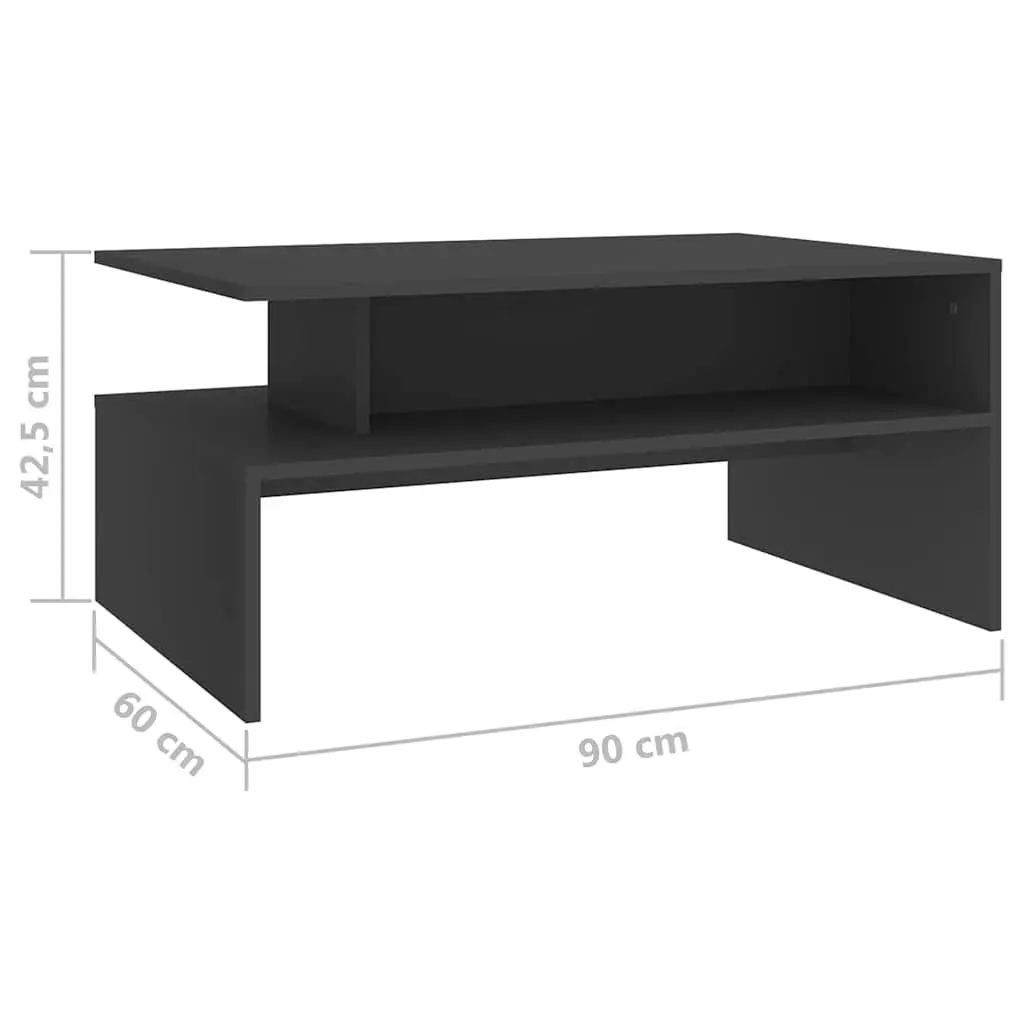Grey Coffee Table with Spacious Storage Shelf