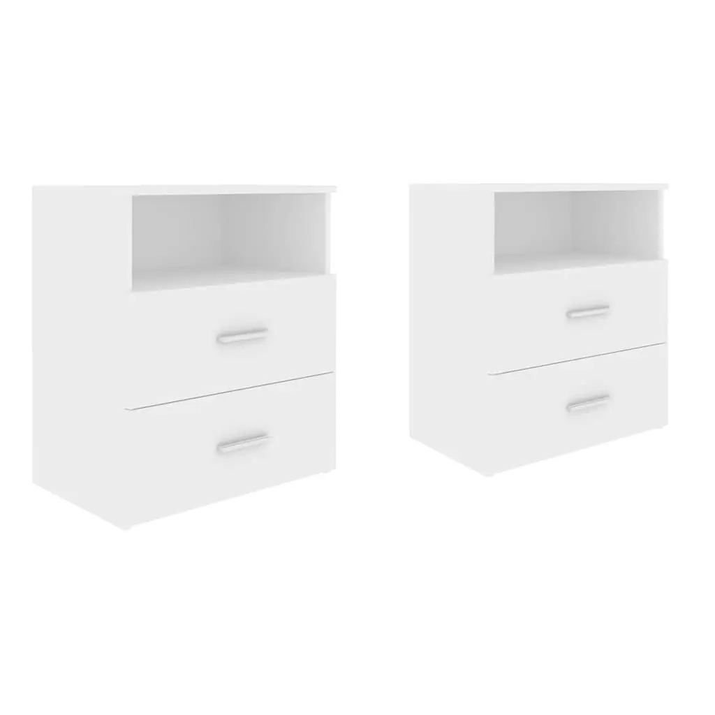 Bedside Tables White 50 x 32 x 60 cm 2 pcs Nightstand Cabinet Storage Drawers Shelf