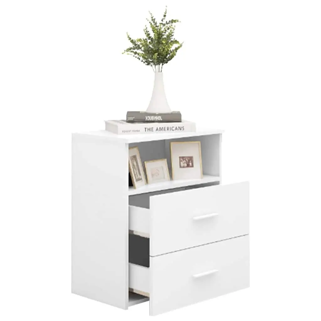 Bedside Tables White 50 x 32 x 60 cm 2 pcs Nightstand Cabinet Storage Drawers Shelf