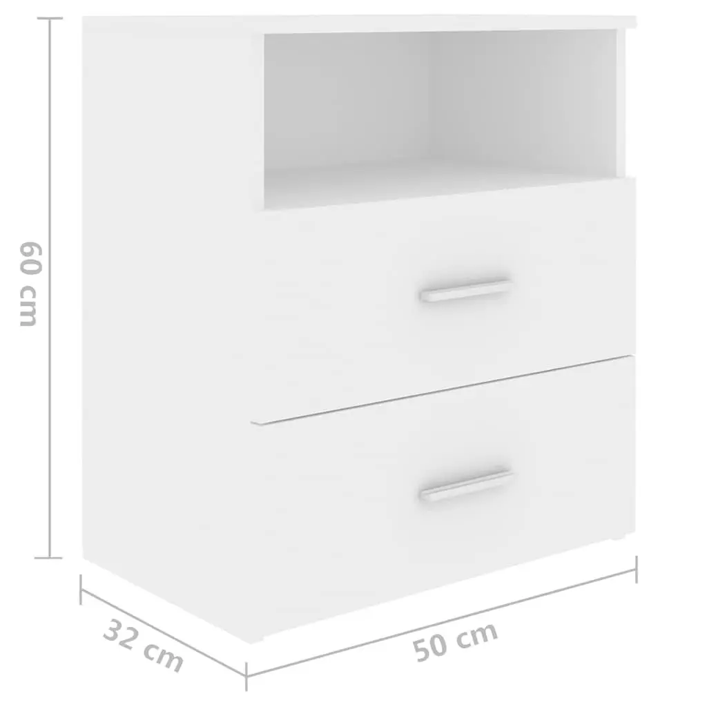 Bedside Tables White 50 x 32 x 60 cm 2 pcs Nightstand Cabinet Storage Drawers Shelf