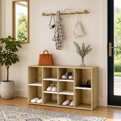 Sturdy Shoe Bench with 10 Shelves for Storage