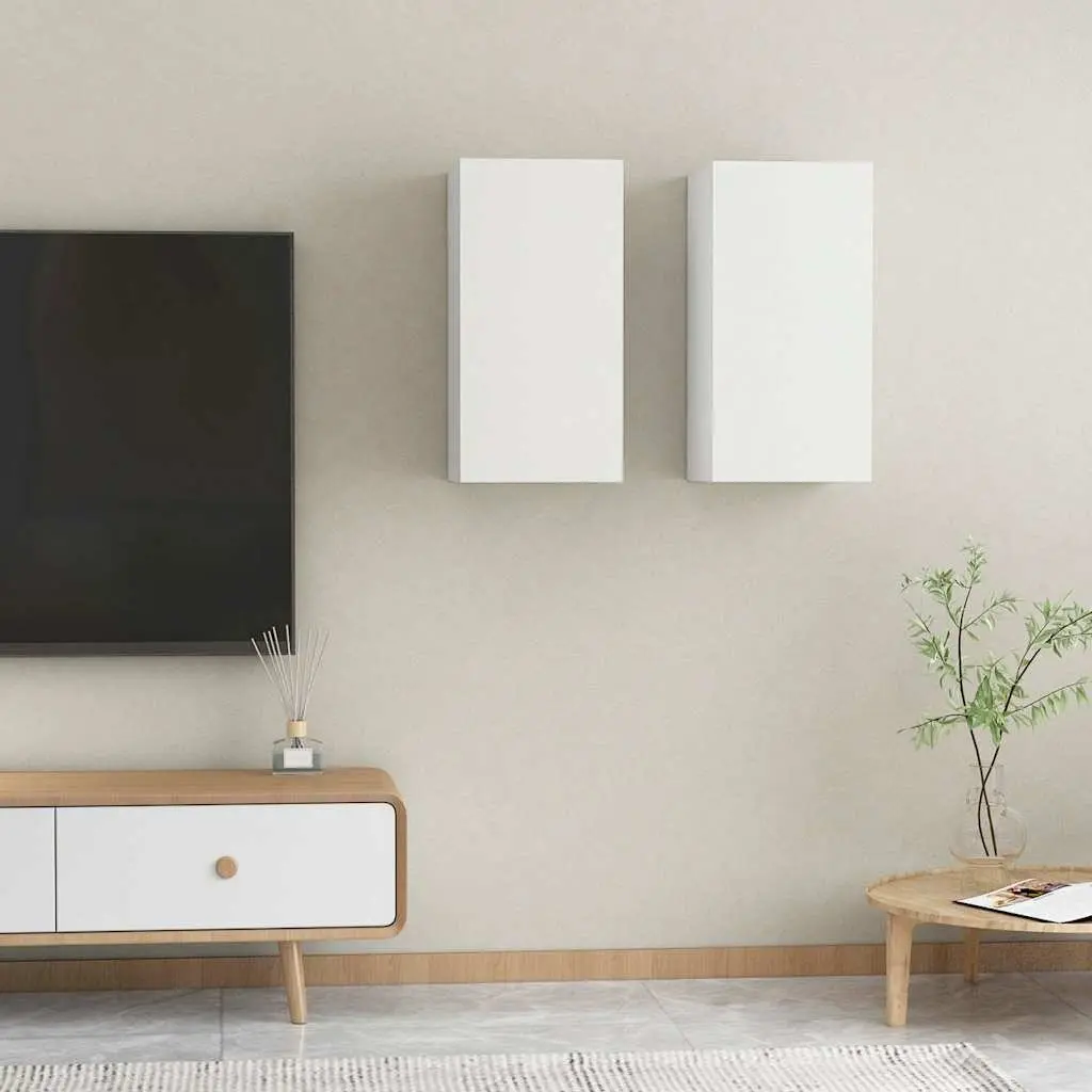 Wall-Mounted TV Cabinet Set in White