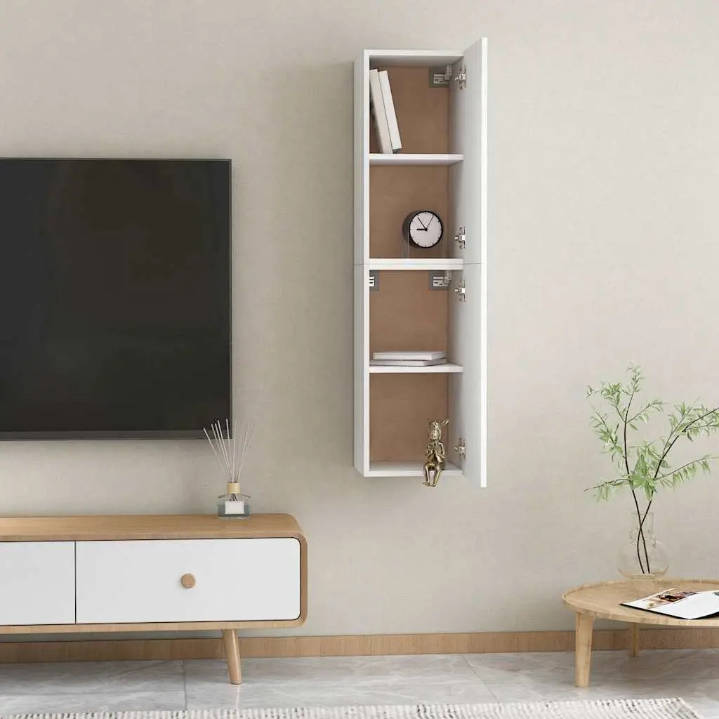 Wall-Mounted TV Cabinet Set in White