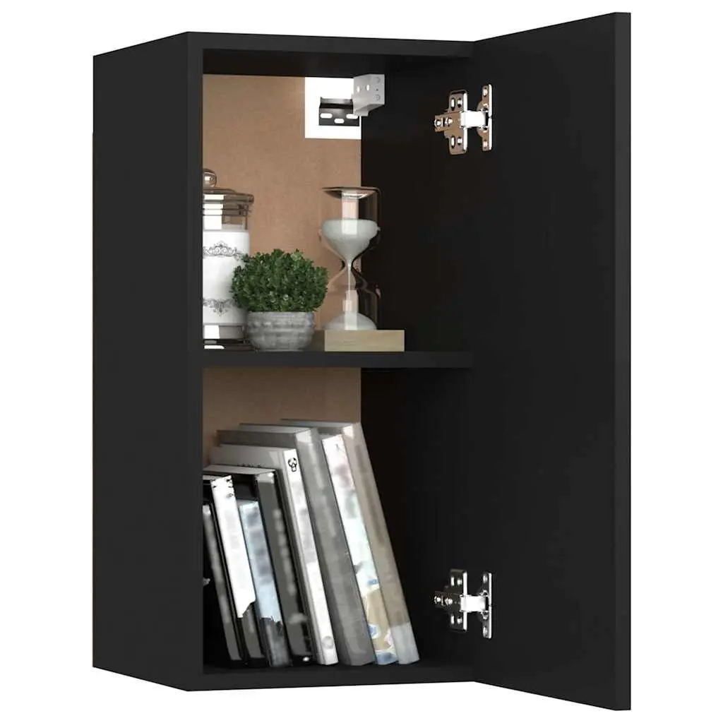 Wall-Mounted TV Cabinet Set in Black