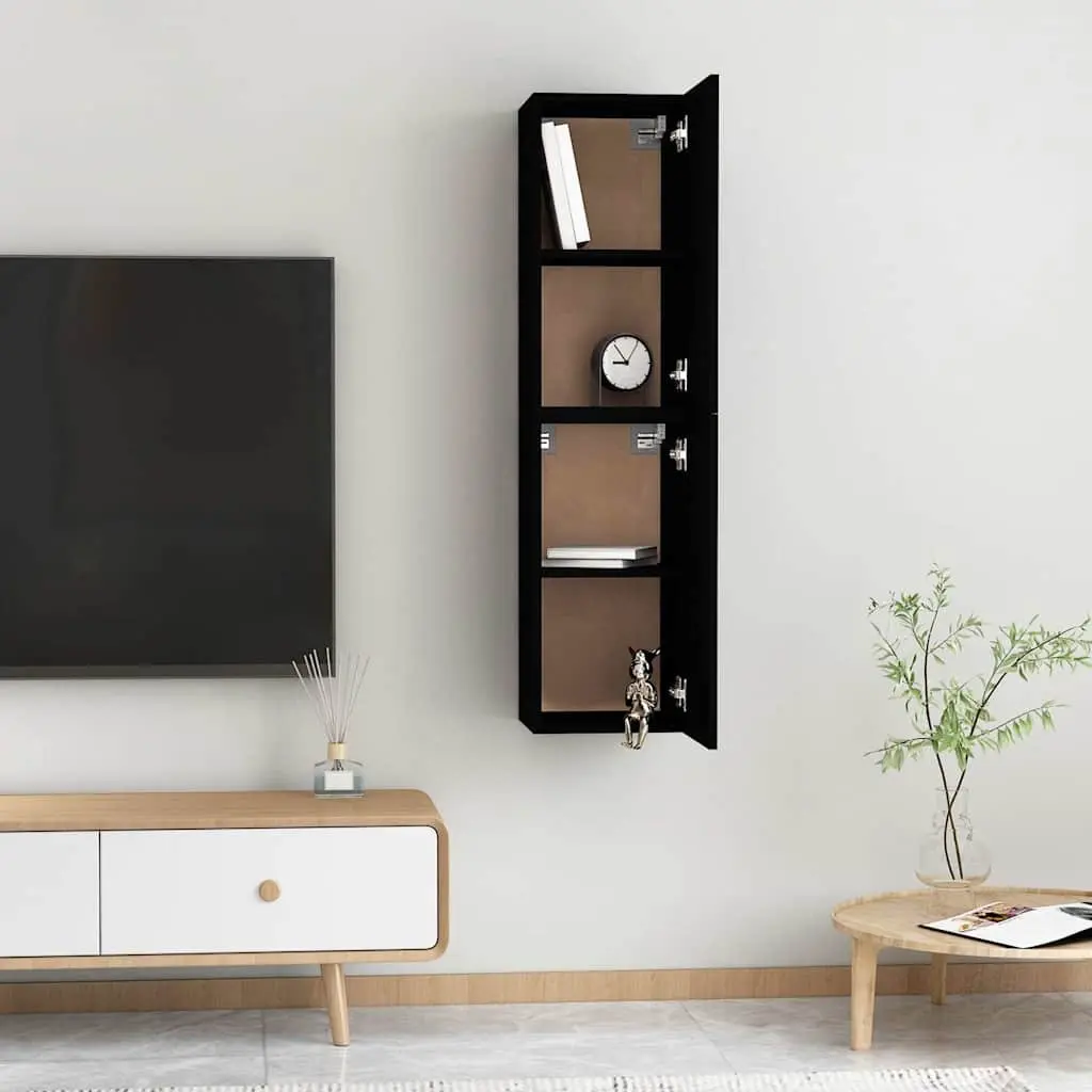 Wall-Mounted TV Cabinet Set in Black