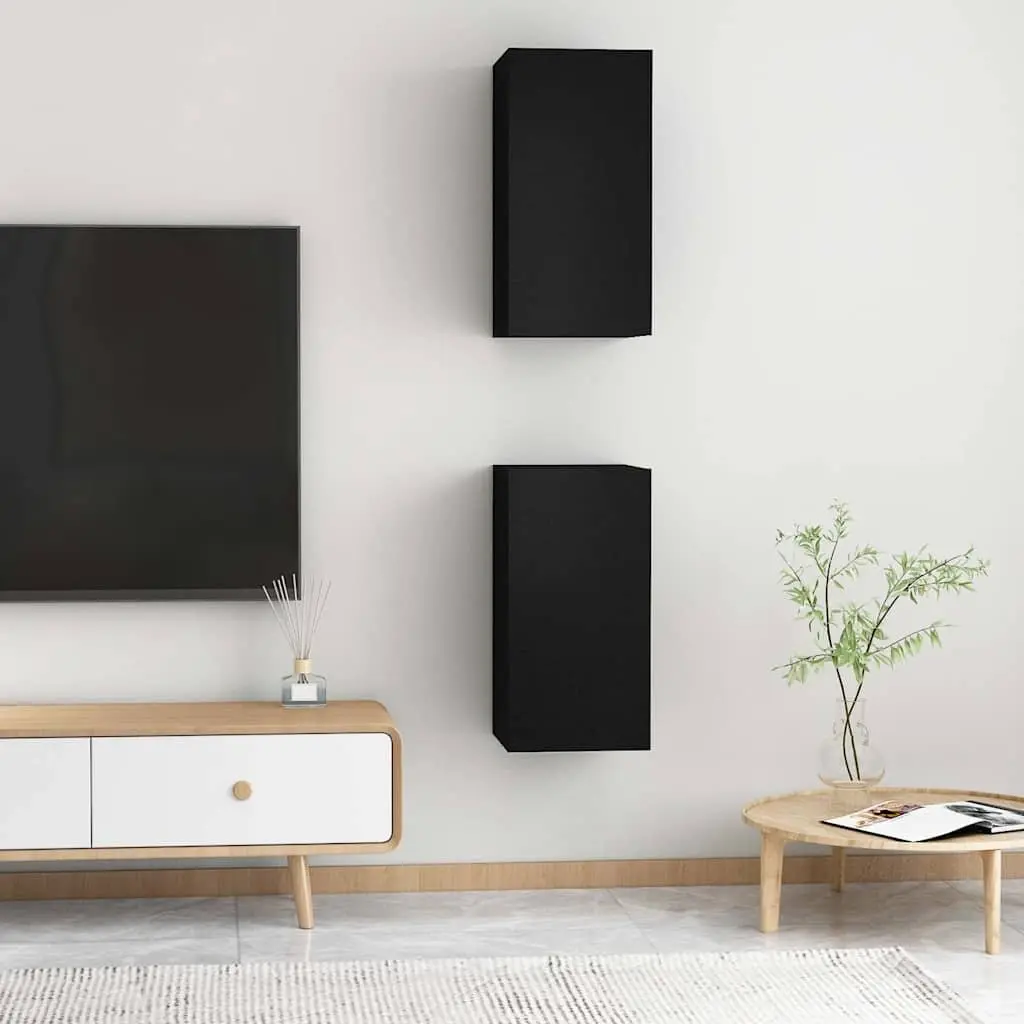 Wall-Mounted TV Cabinet Set in Black