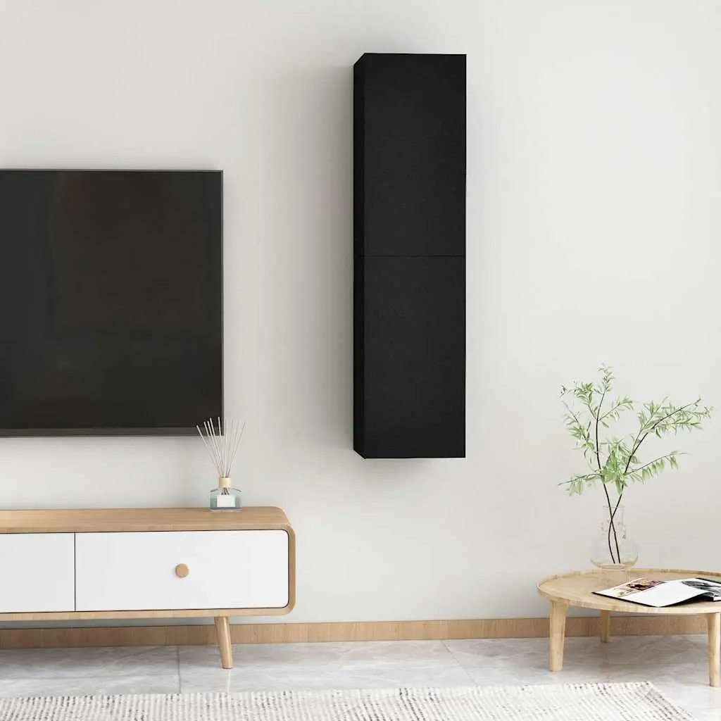 Wall-Mounted TV Cabinet Set in Black